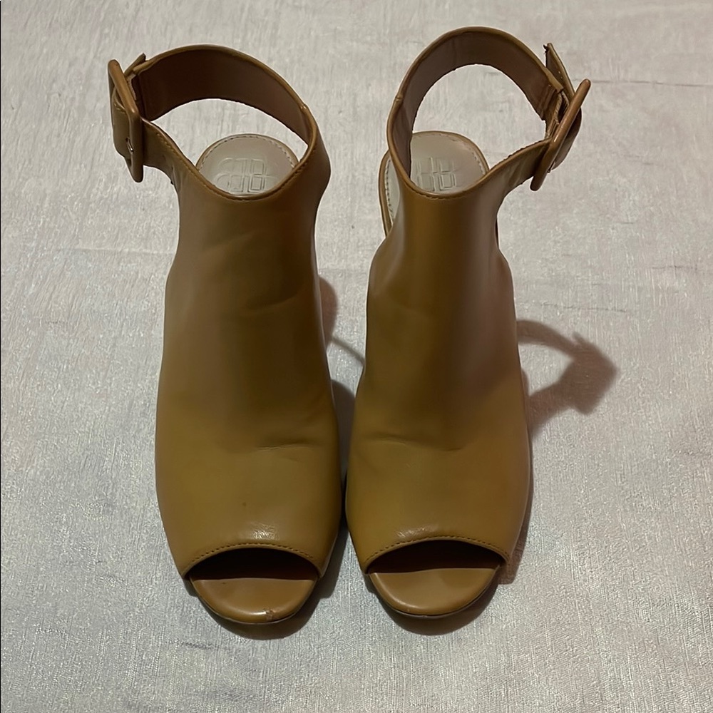 Dana Buchman Brown Peep-Toe Ankle Strap Women's Shoes